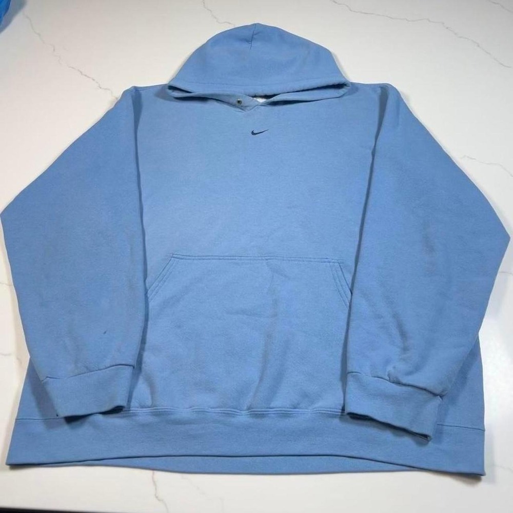 Nike Pullover Hoodie Mens XL Blue Center Swoosh Vintage